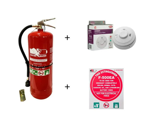 Lithium-Ion Battery Fire Extinguisher | 9 Litre + Alarm and Sign Bundle