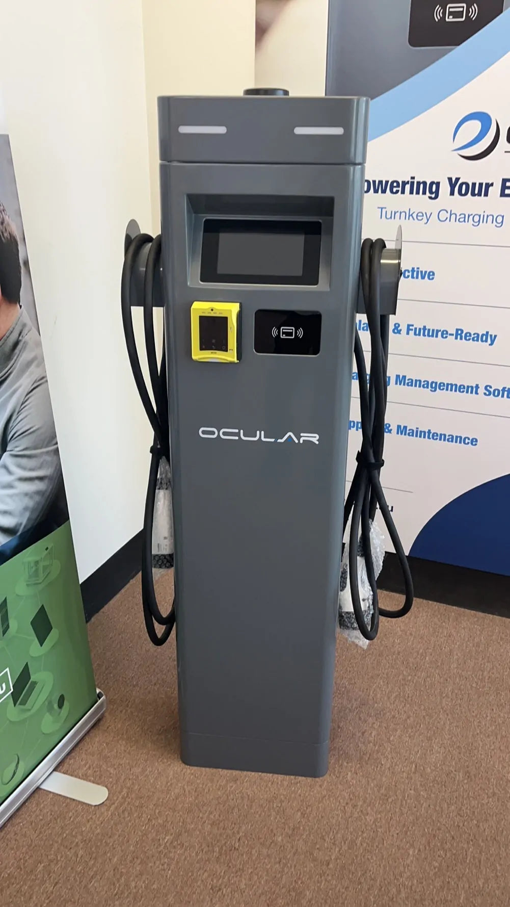 Ocular IQ Dual Port Tower | 2 x 22kW | Tethered w/4.7m Type 2 Cable | Credit Card