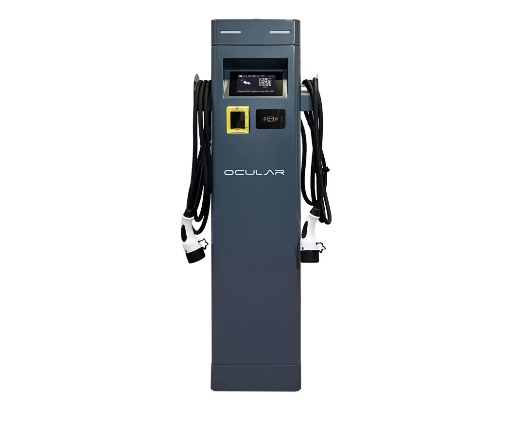 Ocular IQ Dual Port Tower | 2 x 22kW | Tethered w/4.7m Type 2 Cable | Credit Card